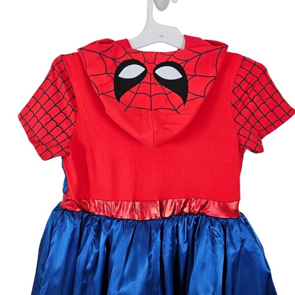 Marvel Spider-Man Girls Hooded Red Blue Dress Size 2X Tulle Satin Skirt Cosplay - Picture 7 of 12